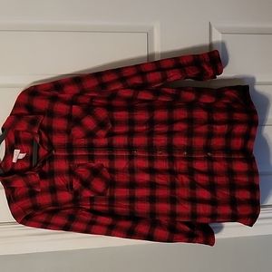 * Isabel Maternity Red& Black Buffalo Plaid Flannel Button Down Long Sle…